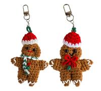 Generico Portachiavi Di Pan Natale - Bambola Emotiva Fatta A Mano All'uncinetto | Accessorio Pendente Decorativo | Regalo Festivo, Ciondolo Festivo Lavorato A Maglia, Ornamento Artigianale, Acces