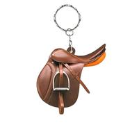 Generico - Portachiavi in acrilico a forma di sella da 6 cm | Ciondolo con ciondolo per zaino con sella per cavallo | Novità portachiavi per uomini amanti dei cowboy o cowgirl