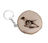 generico Portachiavi in legno naturale con cane da caccia segugio razza canina inglese Pointer (Platano)