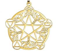 Generico Portachiavi Pentacolo in Acciaio Inox Color Oro Ciondolo Pentagramma Wicca Streghe Druidi Magia Oscura Talismano di Protezione Amuleto Potentissimo Gadget Accessori Zaino Idea Regalo