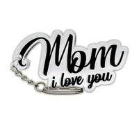 Generico Portachiavi per la Mamma Mom I Love You, Idea Regalo Festa della Mamma, Porta Chiavi in Plexiglass Sagomato Trasparente con Gancio, 100% Made in Italy