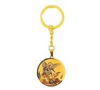Generico Portachiavi San Michele Arcangelo in Acciaio Inox Color Oro Talismano di Protezione Amuleto Potentissimo Gadget Accessori Idea Regalo Uomo Donna Bambino