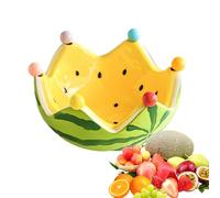 Generico Portafrutta a Forma di Anguria - in Ceramica con 6 Forcine in Acciaio Inossidabile,Accessorio Cucina per Sala Ristorante Casa Eventi Feste Cena Bar Matrimonio