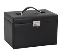 Generico Portagioie a 3 Strati con Specchio Bloccabile Nero 26x18x17,5cm,Salute e Bellezza,Pulizia e Cura dei Gioielli,Portagioie-4103559