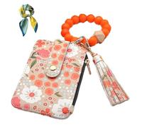 Generico Portamonete Braccialetto Fiori Donna, Carino Portacard Perline Silicone, Borsellino Stile Etnico Femminile (Khaki)