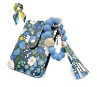 Generico Portamonete Braccialetto Fiori Donna, Carino Portacard Perline Silicone, Borsellino Stile Etnico Femminile (Dark-blue)
