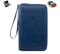 Generico Portapassaporto da viaggio - Portafoglio multifunzionale per passaporto, portafoglio da viaggio antifurto (Dark Blue,One size)