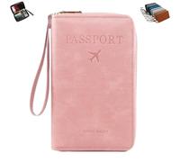 Generico Portapassaporto da viaggio - Portafoglio multifunzionale per passaporto, portafoglio da viaggio antifurto (Pink,One size)