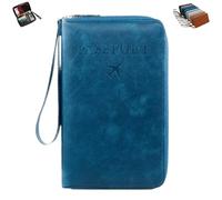Generico Portapassaporto da viaggio - Portafoglio multifunzionale per passaporto, portafoglio da viaggio antifurto (Peacock Blue,One size)