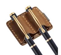 Generico Portapenne in pelle - Resistente all'usura e portatile,Supporto per penne con doppio foro e clip,Per l'utilizzo in Scuola, Aula, Università, Farmacia, Laboratorio, Viaggio, Conferenza,