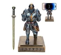 Generico Portapenne - Supporto dal design del cavaliere inginocchiato, scultura estetica per organizer da scrivania, struttura in resina resistente, supporto base stabile, soluzione per riporre mu