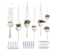 Generico Portapiante A Sospensione In Macramè | 6 Pezzi Portavasi in Macramè per Interni | Portapiante Decorativo Sospeso | Per Interni Casa E Appartamento Soggiorno Balcone Angolo Vivaio E Giardino
