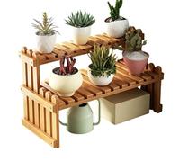 Generico Portapiante Da Interno - Scaffale Fiori In Legno 2 Livelli, Supporto Vasi Piante Robusto | Portavasi Fioriera Per Balcone Giardino Esterno Casa Portico Soggiorno Terrazzo Angolo Legna