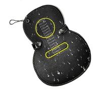 Generico Portaplettri per Chitarra | 17 Scomparti Organizzatore con Tasche - Custodia Portachiavi a Forma di Chitarra in Pelle PU - Per Musicisti Basso Elettrico Ukulele