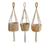 Generico Portavasi macramè - 3 Pezzi cotone sospesi - Cesto fioriera | Ganci soffitto per piante interno esterno balcone patio soggiorno camera ufficio giardino risparmio spazio