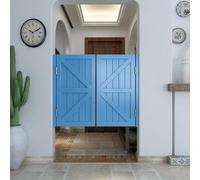Generico Porte A Battente per Bar, caffè Bar Porta Saloon in Legno, Porte Oscillanti Interne, Porta Divisoria per Cucina, Corridoio, Pub(Light Blue,H100cm x W137cm)