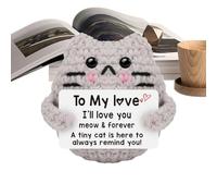 Generico Positive Cat Crochet, Handmade Knitted Kitten, Little Reminders with Message, 2.76x2.36in Funny, Easter Basket Stuffer for Uplifting Cheer Decor