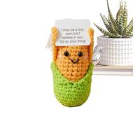 Generico Positive Crochet, Corn Plush Desk Ornament, Handmade Motivational Plush Toy, Soft Yarn Decor, Cute Stress Relief Gift Set, for Women Men Students Teachers Office Home