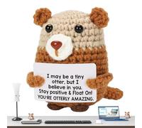Generico Positive Crochet - Inspirational Otters Postive Animals with Poitive Card,Handmade Table Ornament, Uplifting Cheer Up Knitted Doll for Birthday, Easter, Christmas, Graduation