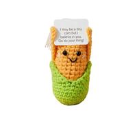 Generico Positive Support Crochet Corn, 10 x 3.5cm, Wool Desk Toy With Encouragement Card, Handmade Ornament, Office Decor, Stress Relief, Gift Giving, Cheer Up