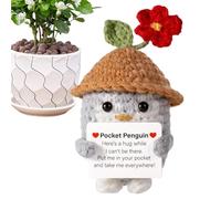 Generico positivo: affermazione confortante ed edificante, Amigurumi | Bambola abbraccio tascabile, compagna da scrivania fatta a mano per la salute mentale, cartello di incoraggiamento in lana la