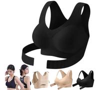 Generico Posture Corrector Bra for Women Adjustable Back Support Front Closure Bras, Seamless Breathable Shaping Underwear (Black,XL)