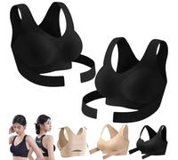Generico Posture Corrector Bra for Women Adjustable Back Support Front Closure Bras, Seamless Breathable Shaping Underwear (2PCS-Black,L)