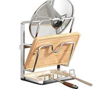 Generico Pot Lid Rack - Pan Lid Organizer, Stainless Steel Multi Layer Kitchen Storage, Countertop Pot Cover Holder Rack | For Cabinet Cutting Board Plate Dish Spoon Fork Spatula Home Apartment, 1*Pc