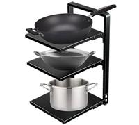 Generico Pot Rack, Metal Pan Organizer, Heavy Duty Kitchen Holder, Tiered Storage Design, Non-Slip Support Bars, Space-Saving Shelf System, Perfect for Cookware, Skillets, Griddles, (Stainless Steel)