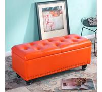 Generico Pouf Contenitore in Pelle con 2 contenitori e Seduta, Panca Rettangolare per Camera da Letto e Soggiorno, poggiapiedi, Sgabello per Cambio Scarpe, Contenitore per corridoio e Fondo