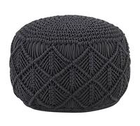 Generico Pouf Lavorato a Mano Macramé Antracite 45x30 cm in Cotone,Mobili,Poggiapiedi-324003