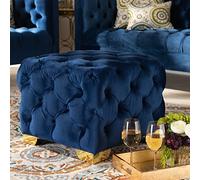 Generico Pouf Moderno in Velluto Trapuntato con Bottoni a cubo, Imbottito con Struttura in Legno massello, poggiapiedi, Sgabello per Cambiare Le Scarpe, per Soggiorno, Camera da Letto, ingr