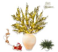 Generico Pre-Lit Pine Stems, Lighted Norfolk Pine Branches, Christmas Realistic Norfolk Pines Stems, Prelit Pines Stemss Twinkle for DIY Wreaths, Vase Fillers, Indoor Outdoor Decor (4 PCS)