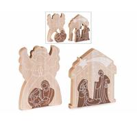 Generico Presepe in Legno componibile con decori Sacra Famiglia da appoggiare, Set da 4 Pezzi, cm 13,5 x 2 x 19 H, addobbi di Natale, Decorazione per la casa, Idea Regalo