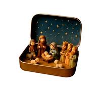 Generico Presepio Natal, Set Di Presepi Di Natale, Mini Decorazioni Da Tavolo Tascabili Fatte A Mano In Una Scatola Di Latta, Figurine Della Sacra Famiglia Per Casa, Ufficio, Camera Da, Ingresso