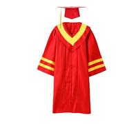 Generico Presidente Decano di Facoltà Rosso con Inserti Dorati Set Laurea con Cappello e Nappina da Set Completo Abito Accademico da Uomo Donna Costume