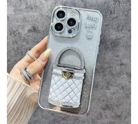 Generico Pretty Lady Case Cover for iPhone with Mirror, Glitter Magnetic Case with Invisible Stand for 11/12/13/14/15/16 Pro Max (For iPhone 12 Pro Max,Silver)