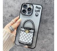 Generico Pretty Lady Case Cover for iPhone with Mirror, Glitter Magnetic Case with Invisible Stand for 11/12/13/14/15/16 Pro Max (For iPhone 14,Black)