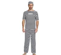 Generico Prigioniero costume di Halloween, tuta criminale a strisce bianche nere, uniforme carceraria criminale per la prigione per adulti per Halloweens natalizio coppie a tema medievale