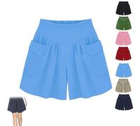 Generico Primarilyx Shorts, Women Beach Casual Hot Shorts with Elastic Waistband, High Waists Loose Comfortable, for Daily Wear (5XL,Blue)