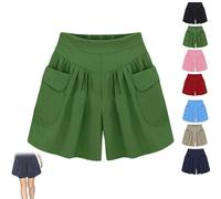Generico Primarilyx Shorts, Women Beach Casual Hot Shorts with Elastic Waistband, High Waists Loose Comfortable, for Daily Wear (M,Green)