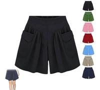 Generico Primarilyx Shorts, Women Beach Casual Hot Shorts with Elastic Waistband, High Waists Loose Comfortable, for Daily Wear (XXL,Black)