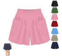 Generico Primarilyx Shorts, Women Beach Casual Hot Shorts with Elastic Waistband, High Waists Loose Comfortable, for Daily Wear (XXL,Pink)