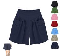 Generico Primarilyx Shorts, Women Beach Casual Hot Shorts with Elastic Waistband, High Waists Loose Comfortable, for Daily Wear (XXL,Navy)