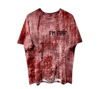 Generico Problem Gelöst Maglietta Uomo, Horror Sanguinosoe Stampa T-Shirt Uomo, Halloween Thriller Tops con Stampato di Schizzi di Sangue Casuale Bloody Tshirt Sanguinoso Tops di Carnival Party