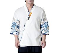 Generico Professionale Giacca da Cuoco Kimonos da Chef Giapponese Classico per Sushis con Maniche A 3/4 per Fornello da Forno(Size:M,Color:Bianco)