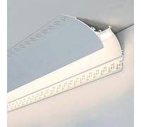 Generico Profilo per Modanatura a Corona a LED da intonacare per Strisce Luminose da 8 mm, Canale in Alluminio Bianco per plafoniere/pareti, modanature Decorative e battiscopa con connettori angolari