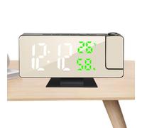 Generico Projection Clock For Bedroom Ceiling - ABS 18.5x5.5x10.2cm | Digital Alarm Clock With 4 Brightness Dimmer Temperature Humidity Mirror Display 180 Degree Rotatable Projectorfor Sleep Office