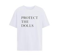 Generico Protect The Dolls T-Shirt,Casual Loose Tops for Men And Women (White,S)