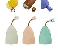 Generico Protective Pull out Key Case,Car Key Case with Rope Snap Button, PU Leather Large-Capacity Car Key Pull Out Key Case Not Easy to Slip Key Pouch (3pcs-B,With Lid)